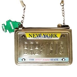 Betsey Johnson NY License Plate Novelty Crossboy Bag Purse